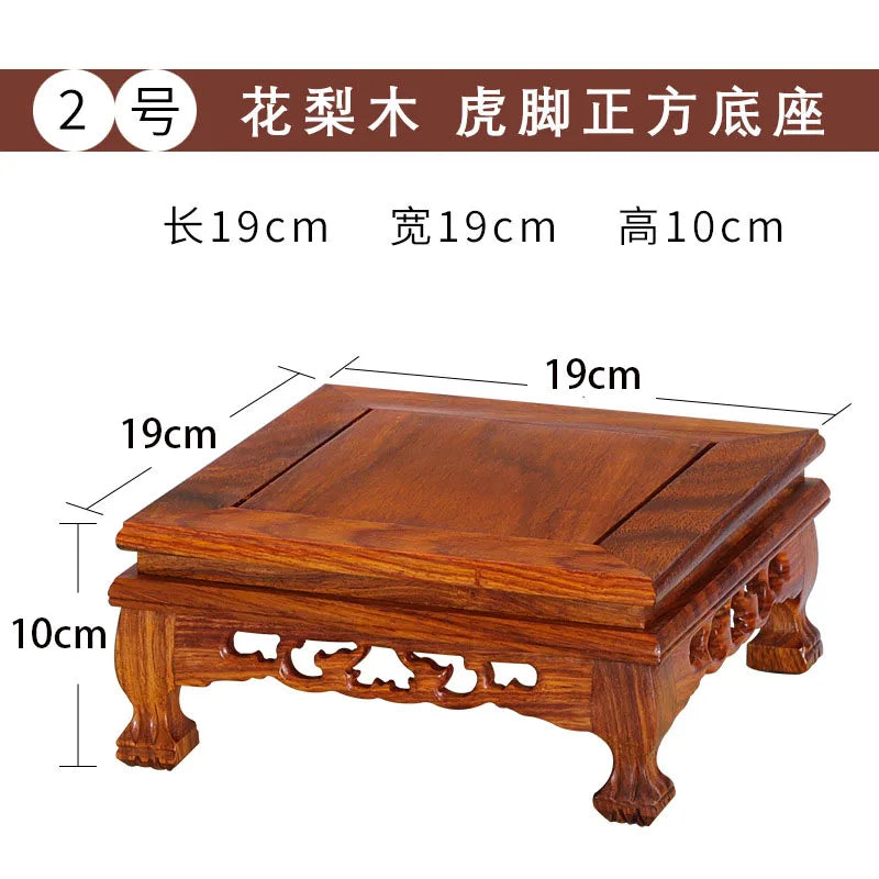 Pear wood Buddha statue, stone ornament base, rectangular solid wood teapot, vase, bonsai, fish tank, square base bracket