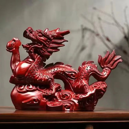 Pear wood carving dragon ornaments, Chinese zodiac dragon solid wood carving crafts, home, living room, office decoration