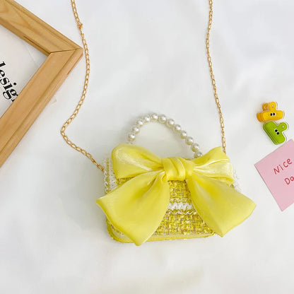 Pearl Kid's Crossbody Bag Money Coin Purse Fashion Handbag Children Princess Shoulder Messenger Bag Bow-knot Pocket Pack