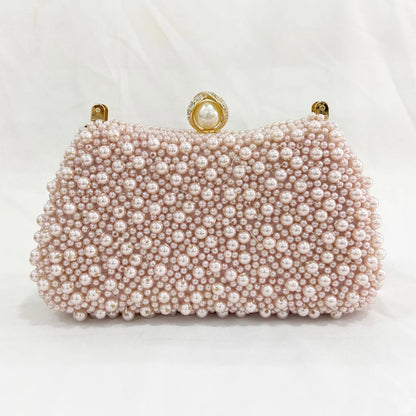 Pearl Women Evening Bags Hollow Out Elegant Beading Clutch with Handle Chain Dress Shoulder Handbags Diamonds Luxury Designer
