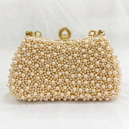 Pearl Women Evening Bags Hollow Out Elegant Beading Clutch with Handle Chain Dress Shoulder Handbags Diamonds Luxury Designer