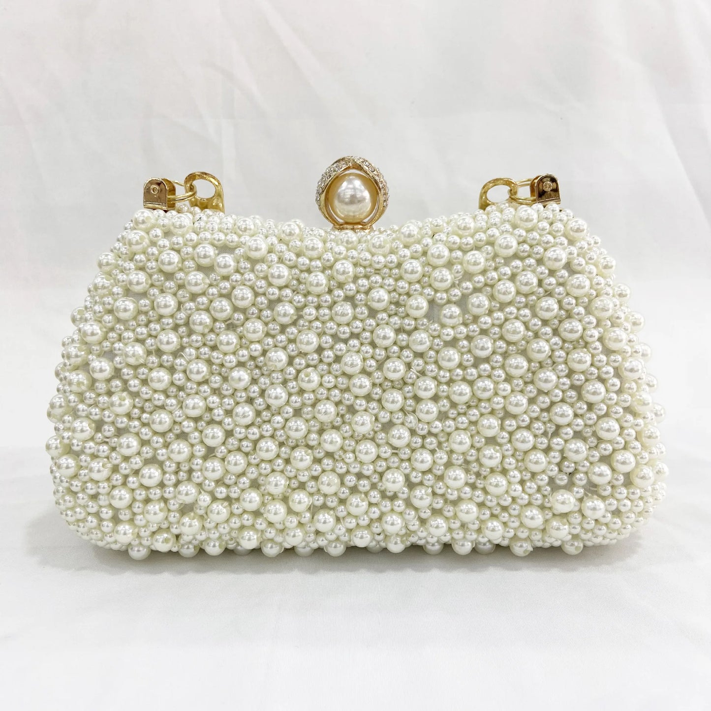Pearl Women Evening Bags Hollow Out Elegant Beading Clutch with Handle Chain Dress Shoulder Handbags Diamonds Luxury Designer