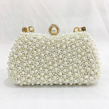 Pearl Women Evening Bags Hollow Out Elegant Beading Clutch with Handle Chain Dress Shoulder Handbags Diamonds Luxury Designer