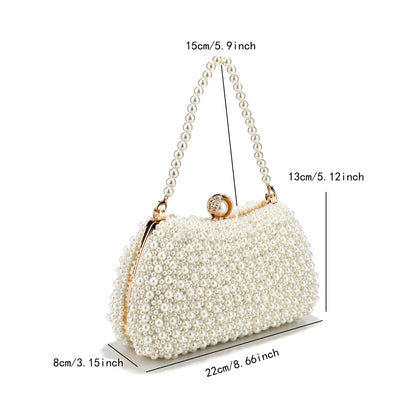Pearl Women Evening Bags Hollow Out Elegant Beading Clutch with Handle Chain Dress Shoulder Handbags Diamonds Luxury Designer