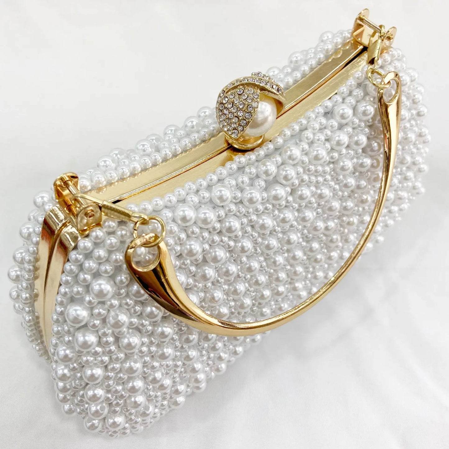 Pearl Women Evening Bags Hollow Out Elegant Beading Clutch with Handle Chain Dress Shoulder Handbags Diamonds Luxury Designer