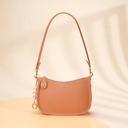 Pearl niche high-end feel stick bag, women's trend simple and versatile cowhide single shoulder crossbody bag