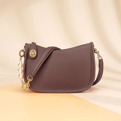 Pearl niche high-end feel stick bag, women's trend simple and versatile cowhide single shoulder crossbody bag