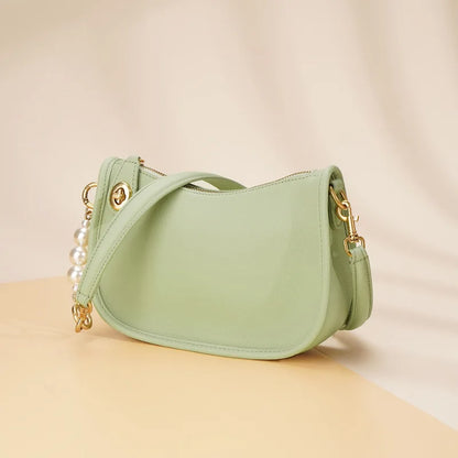 Pearl niche high-end feel stick bag, women's trend simple and versatile cowhide single shoulder crossbody bag