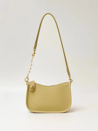 Pearl niche high-end feel stick bag, women's trend simple and versatile cowhide single shoulder crossbody bag