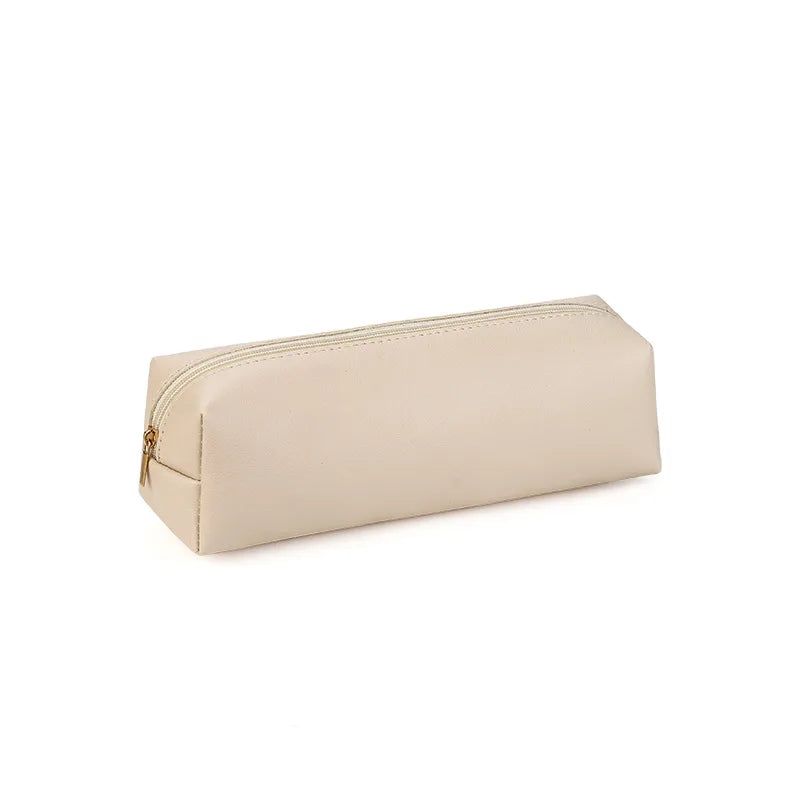 Pen Bag Holder Casual Simple PVC Leather Student Pencil Pouch Stationery Box Unisex Multi-purpose Makeup Pen Brush Storage Bag