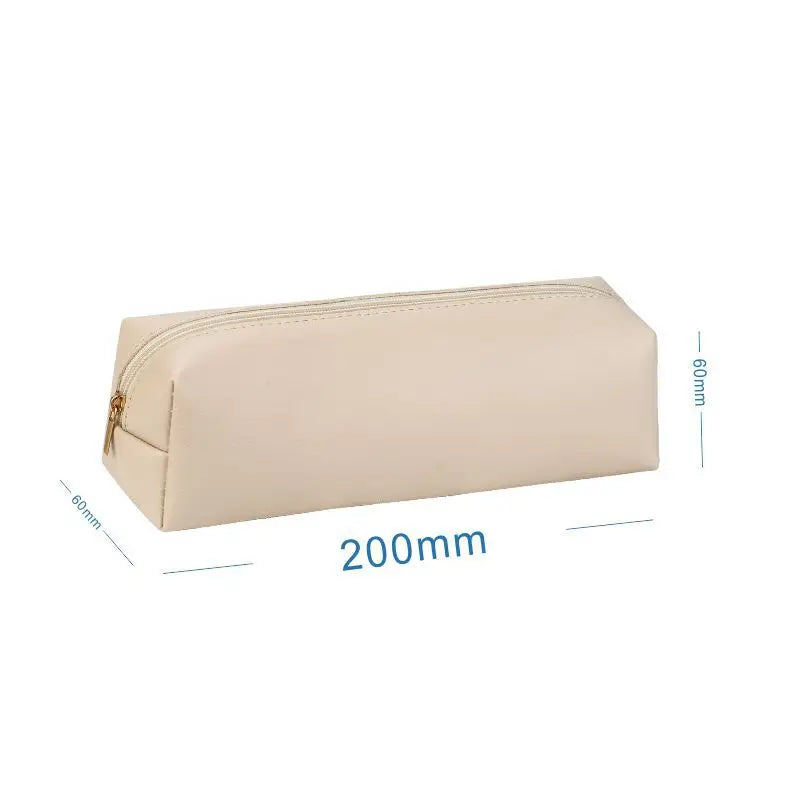 Pen Bag Holder Casual Simple PVC Leather Student Pencil Pouch Stationery Box Unisex Multi-purpose Makeup Pen Brush Storage Bag