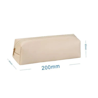 Pen Bag Holder Casual Simple PVC Leather Student Pencil Pouch Stationery Box Unisex Multi-purpose Makeup Pen Brush Storage Bag