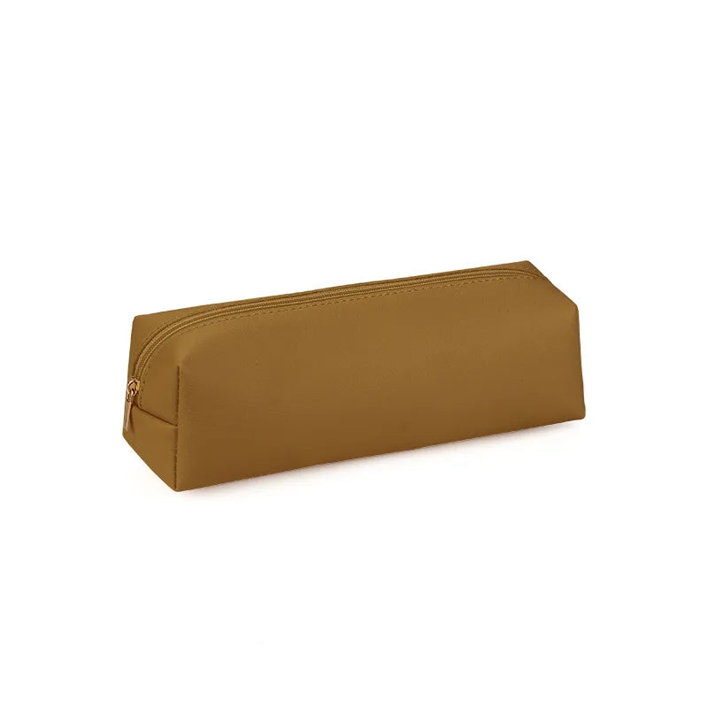 Pen Bag Holder Casual Simple PVC Leather Student Pencil Pouch Stationery Box Unisex Multi-purpose Makeup Pen Brush Storage Bag