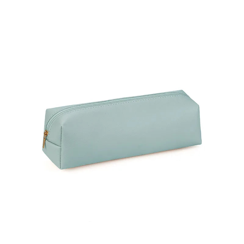Pen Bag Holder Casual Simple PVC Leather Student Pencil Pouch Stationery Box Unisex Multi-purpose Makeup Pen Brush Storage Bag