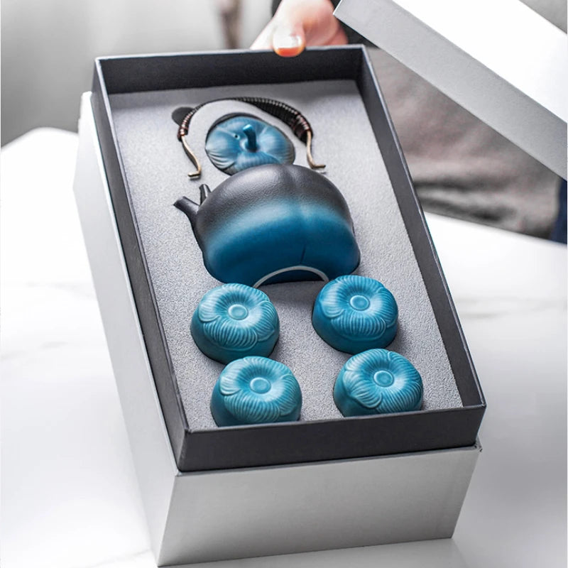 Persimmon Ruyi Kung Fu Tea Set Home Simple Tea Tray Light Luxury Tea Set Gift Box