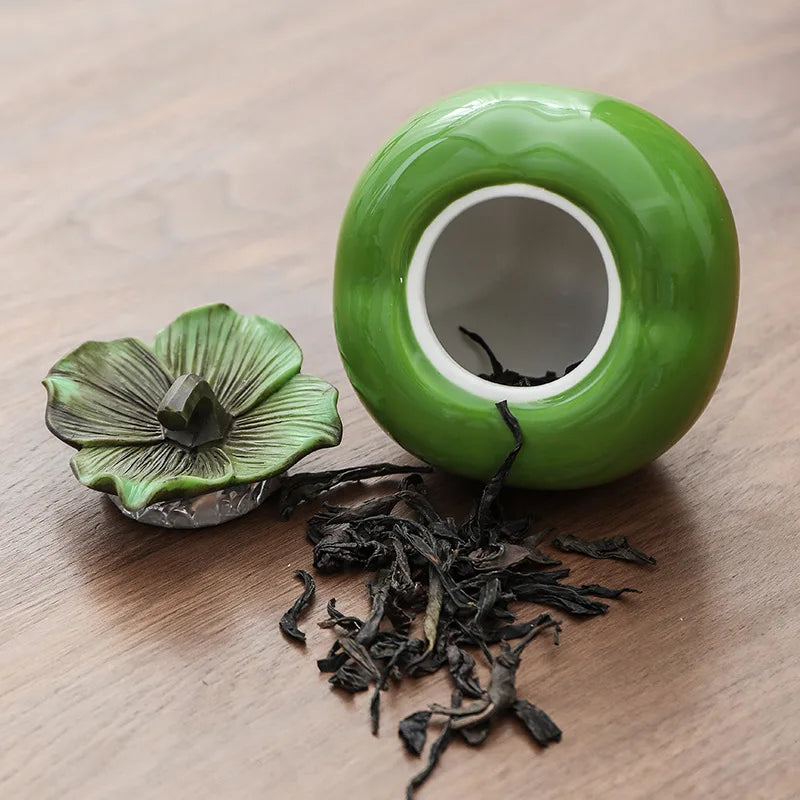 Persimmon Tea Caddies, Ceramic Household Storage Tank, Creative Sealed Storage Pot Ornament, Tea Container, Organizer