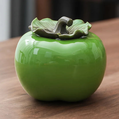 Persimmon Tea Caddies, Ceramic Household Storage Tank, Creative Sealed Storage Pot Ornament, Tea Container, Organizer