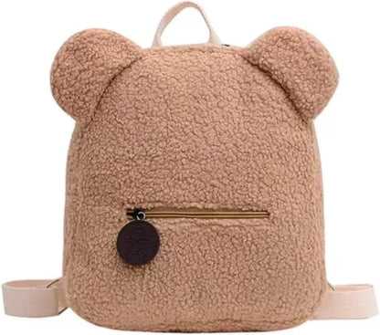 Personalised Cute Fleece Bear Ear Shaped Backpack Embroidered Name Plush Small Shoulder Handbag School Bag Travel Rucksack