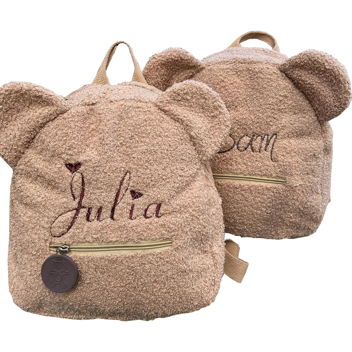 Personalised Cute Fleece Bear Ear Shaped Backpack Embroidered Name Plush Small Shoulder Handbag School Bag Travel Rucksack