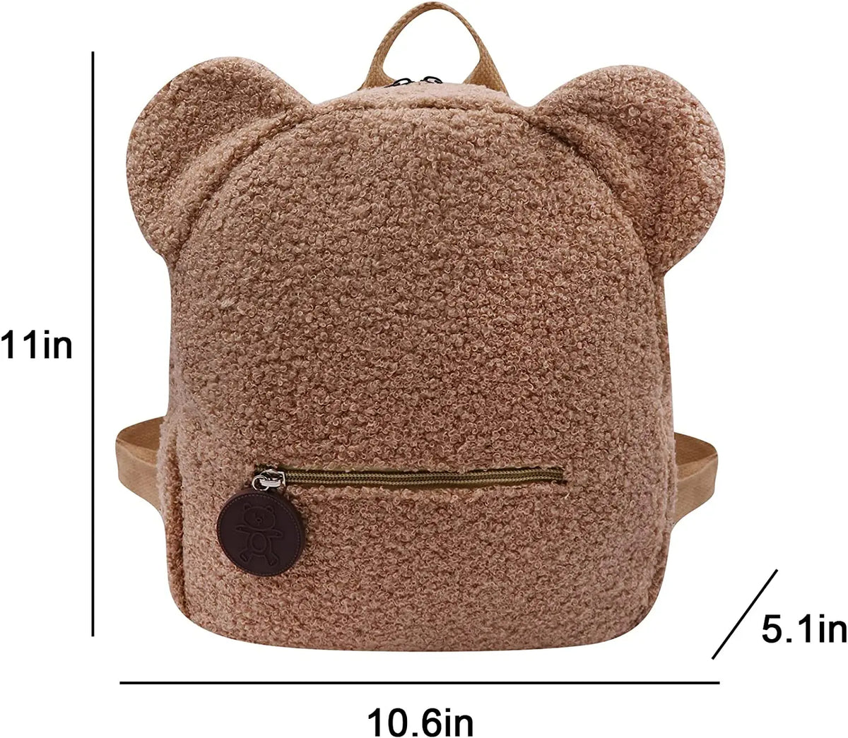 Personalised Cute Fleece Bear Ear Shaped Backpack Embroidered Name Plush Small Shoulder Handbag School Bag Travel Rucksack