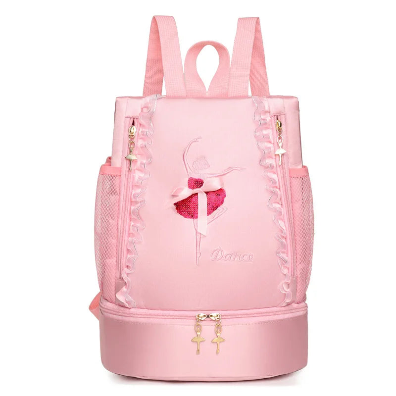 Personalised Embroidery Ballet Dance Backpack with Separate Shoe Compartment,Little Girls Ballerina Bag for Dance Toddler Bag