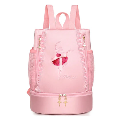 Personalised Embroidery Ballet Dance Backpack with Separate Shoe Compartment,Little Girls Ballerina Bag for Dance Toddler Bag