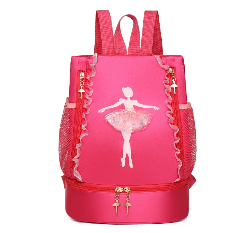 Personalised Embroidery Ballet Dance Backpack with Separate Shoe Compartment,Little Girls Ballerina Bag for Dance Toddler Bag