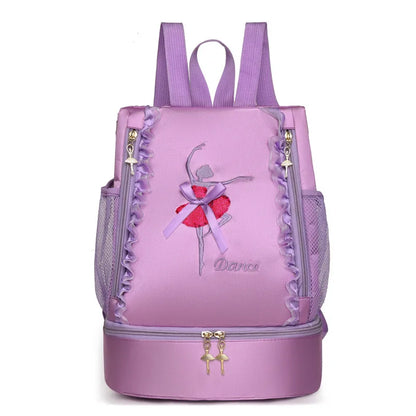 Personalised Embroidery Ballet Dance Backpack with Separate Shoe Compartment,Little Girls Ballerina Bag for Dance Toddler Bag