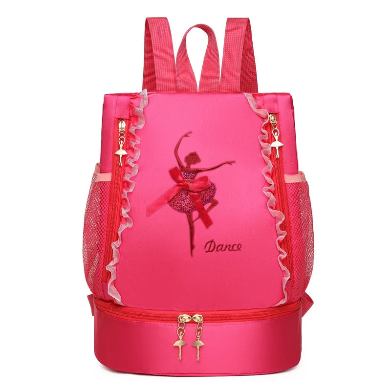Personalised Embroidery Ballet Dance Backpack with Separate Shoe Compartment,Little Girls Ballerina Bag for Dance Toddler Bag