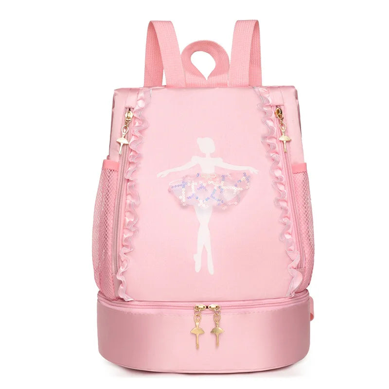 Personalised Embroidery Ballet Dance Backpack with Separate Shoe Compartment,Little Girls Ballerina Bag for Dance Toddler Bag