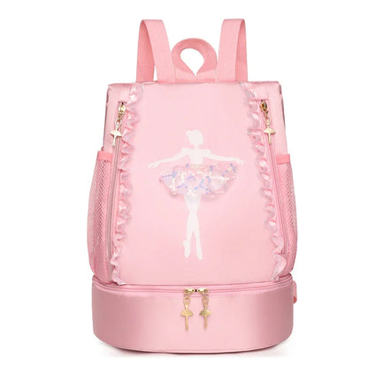 Personalised Embroidery Ballet Dance Backpack with Separate Shoe Compartment,Little Girls Ballerina Bag for Dance Toddler Bag