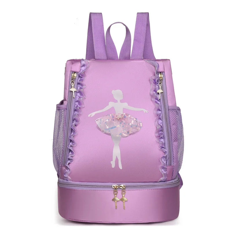 Personalised Embroidery Ballet Dance Backpack with Separate Shoe Compartment,Little Girls Ballerina Bag for Dance Toddler Bag