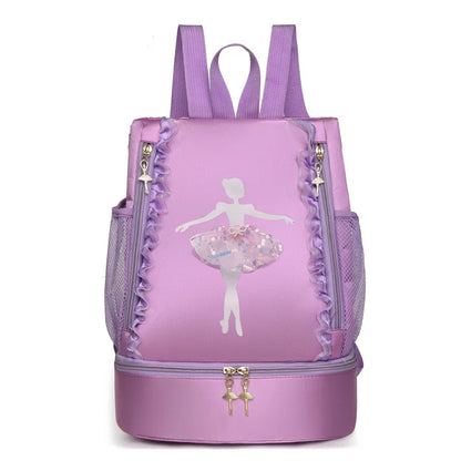 Personalised Embroidery Ballet Dance Backpack with Separate Shoe Compartment,Little Girls Ballerina Bag for Dance Toddler Bag