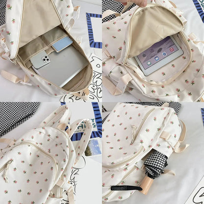 Personalised Embroidery Casual Daypack Ladies Backpack Custom Name Rucksack Handbag Coquette Backpack for School Travel Vacation
