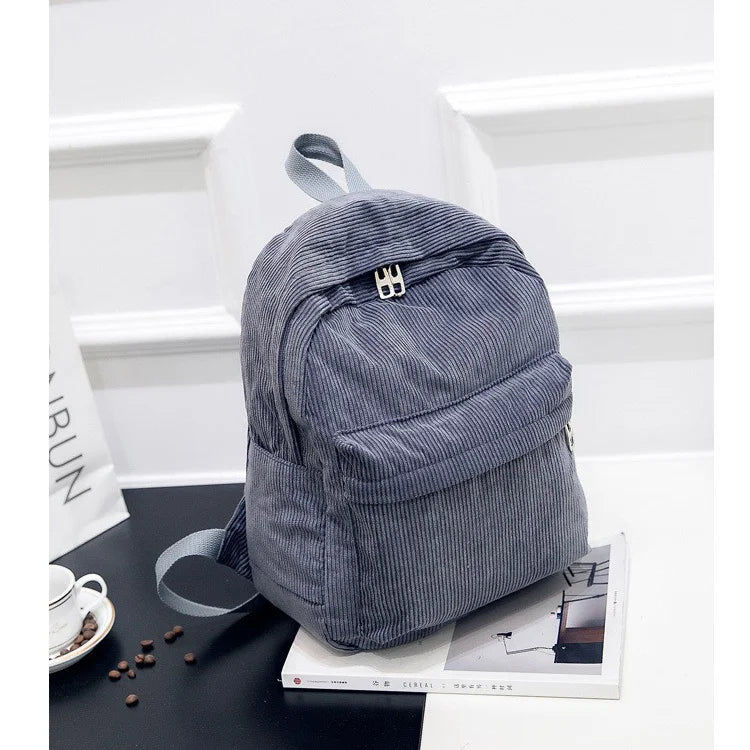 Personalised Embroidery Corduroy Kawaii Backpack Student Adorable Backpack for School Girls Women Cute Back Bag Casual Day Pack