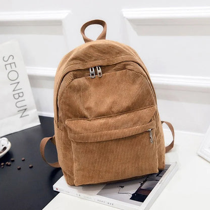 Personalised Embroidery Corduroy Kawaii Backpack Student Adorable Backpack for School Girls Women Cute Back Bag Casual Day Pack