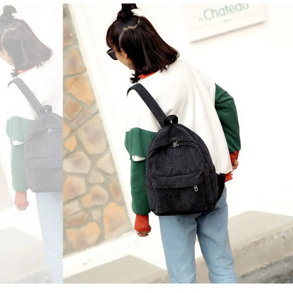 Personalised Embroidery Corduroy Kawaii Backpack Student Adorable Backpack for School Girls Women Cute Back Bag Casual Day Pack