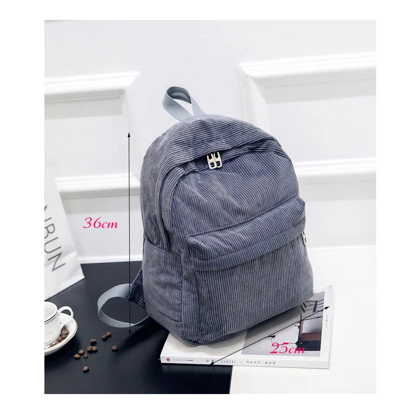 Personalised Embroidery Corduroy Kawaii Backpack Student Adorable Backpack for School Girls Women Cute Back Bag Casual Day Pack