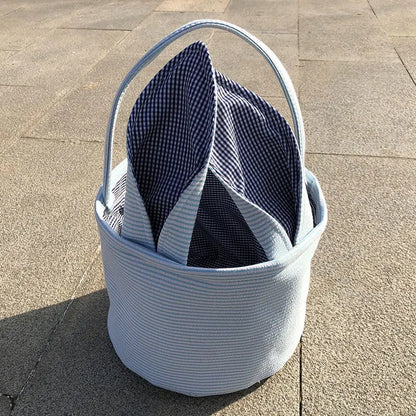 Personalised Embroidery Easter Baskets Easter Bunny Ears Bags with Cute Rabbit Ears Stripe Storage Kids Easter Egg Bunny Bucket