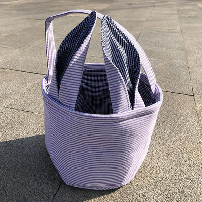 Personalised Embroidery Easter Baskets Easter Bunny Ears Bags with Cute Rabbit Ears Stripe Storage Kids Easter Egg Bunny Bucket