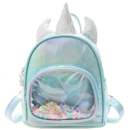 Personalised Embroidery Girl Small Backpack Unicorn PU Smooth Iridescent Bag Cartoon Cute Children Unicorn Design Mini Backpack