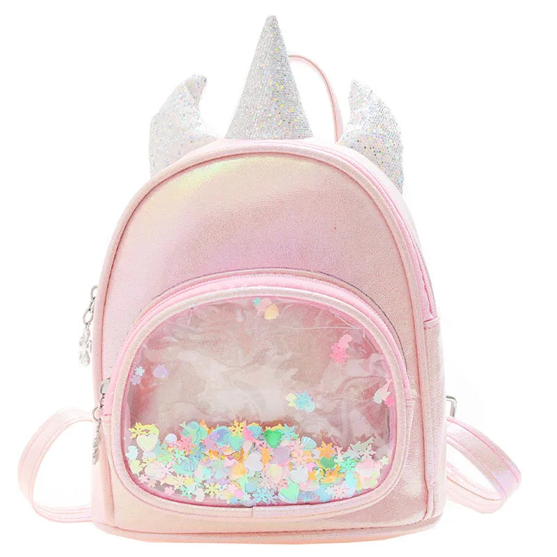 Personalised Embroidery Girl Small Backpack Unicorn PU Smooth Iridescent Bag Cartoon Cute Children Unicorn Design Mini Backpack