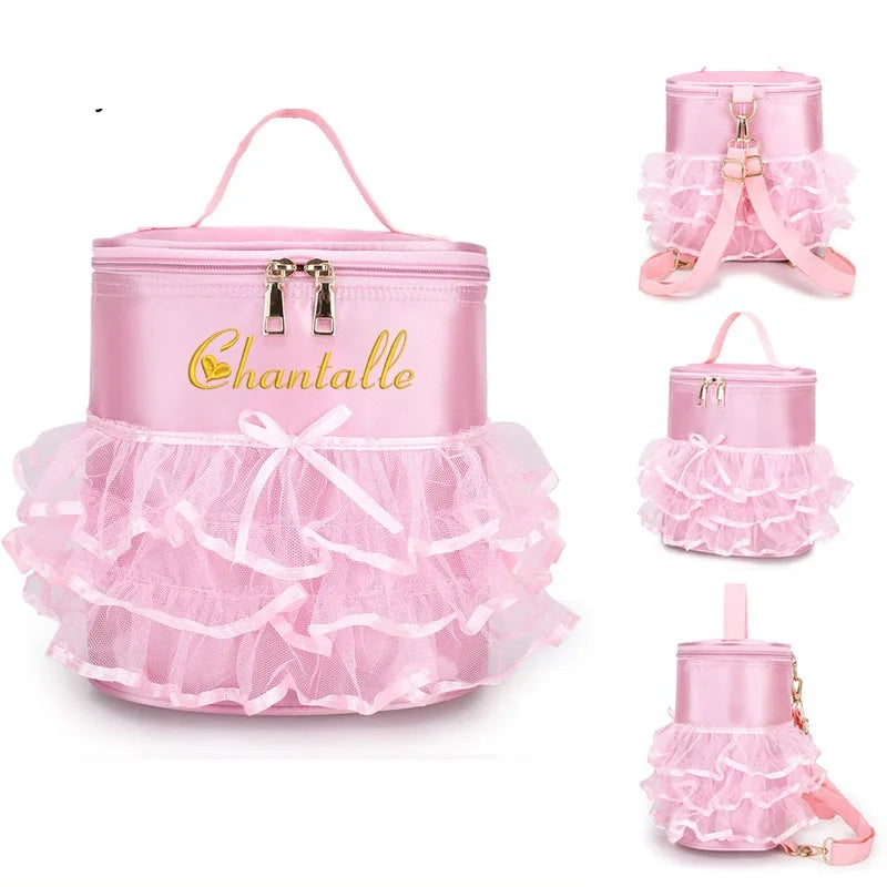 Personalised Embroidery Kids Dancing Latin Ballet Shoulder Bag Custom Name Toddler Girl Dance Ballet with Gauze Lace Backpack