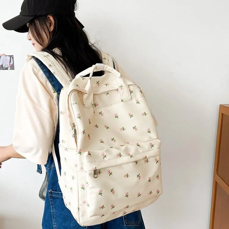 Personalised Name Kawaii Backpack Floral Cute Backpack School Bags for Girls Women Cute School Backpack for School College