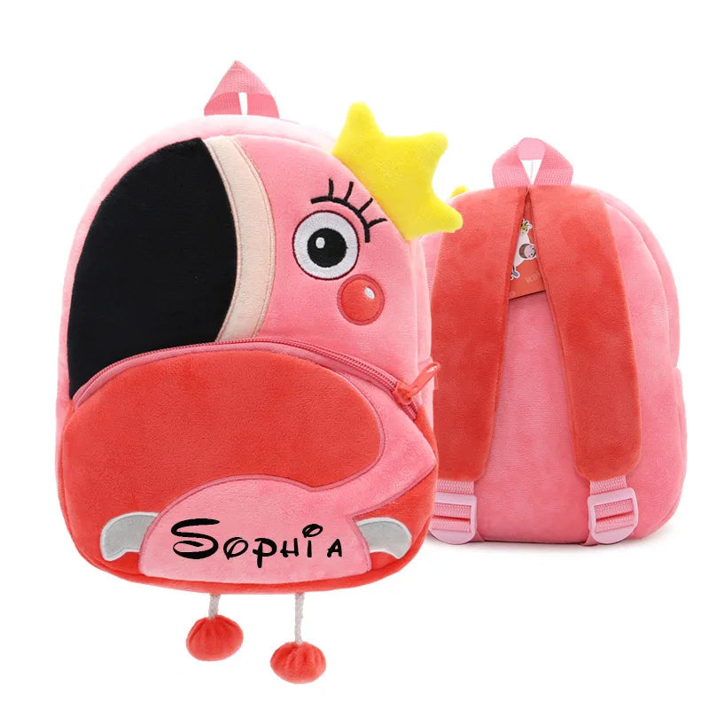 Personalised Toddler Backpack, Boys and Girls Cute Plush Animal Small Daycare Backpack for Little Kids Preschool Book Bag