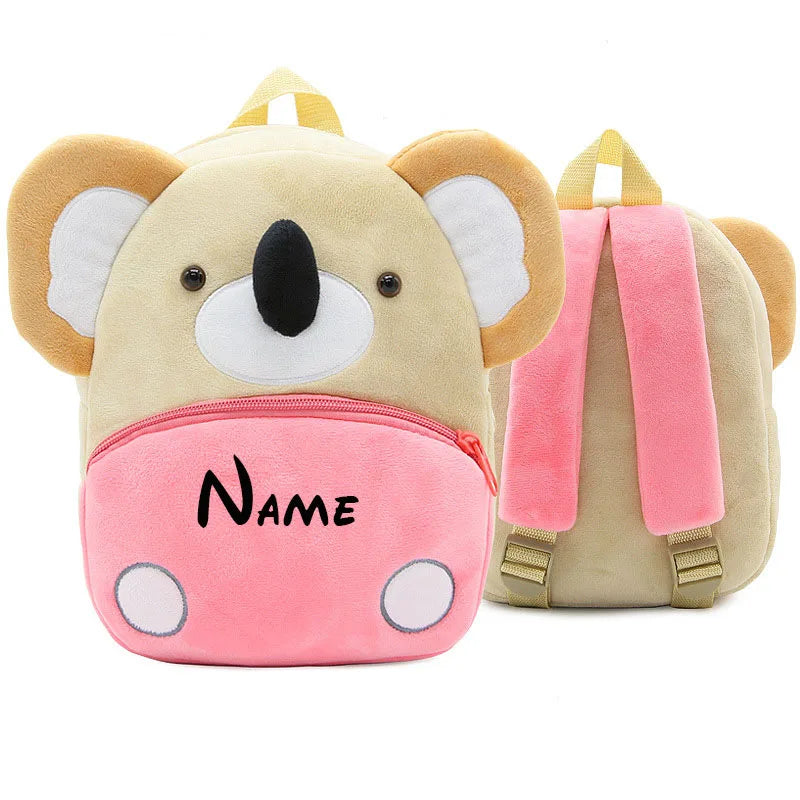 Personalised Toddler Backpack, Boys and Girls Cute Plush Animal Small Daycare Backpack for Little Kids Preschool Book Bag