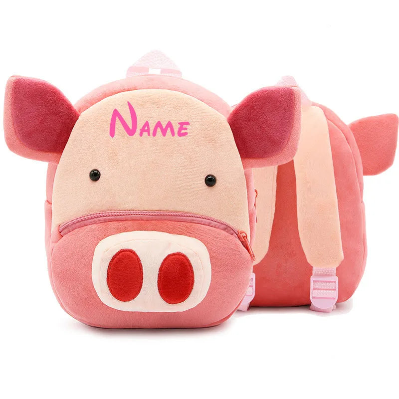 Personalised Toddler Backpack, Boys and Girls Cute Plush Animal Small Daycare Backpack for Little Kids Preschool Book Bag