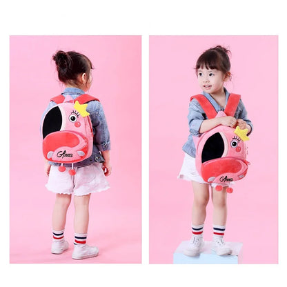 Personalised Toddler Backpack, Boys and Girls Cute Plush Animal Small Daycare Backpack for Little Kids Preschool Book Bag
