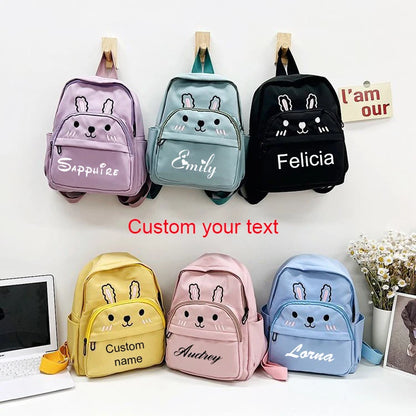 Personalised Toddler Backpack for Girls Cute Cartoon Rabbit Ears Girl Kids Backpack for Rabbit Custom Name Travel Baby Backpack