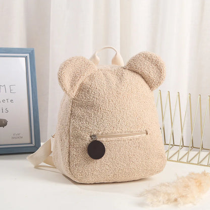 Personalised Womens Girl Cute Bear Pattern Backpack Embroidered Plush Toddler Backpack Custom Name Small Casual Shoulder Daypack